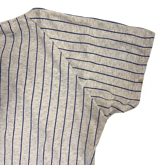 Vintage Bike Doyle Baseball Jersey Gray Blue Striped Mens Sz Large *SLEEVE STAIN - Picture 7 of 9